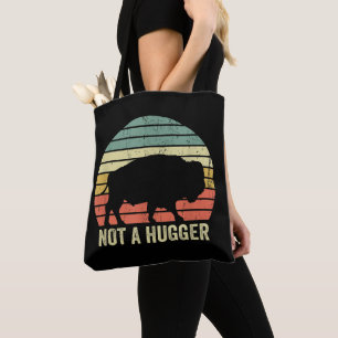 Not A Hugger Funny Yellowstone Buffalo Bison Intro Tote Bag