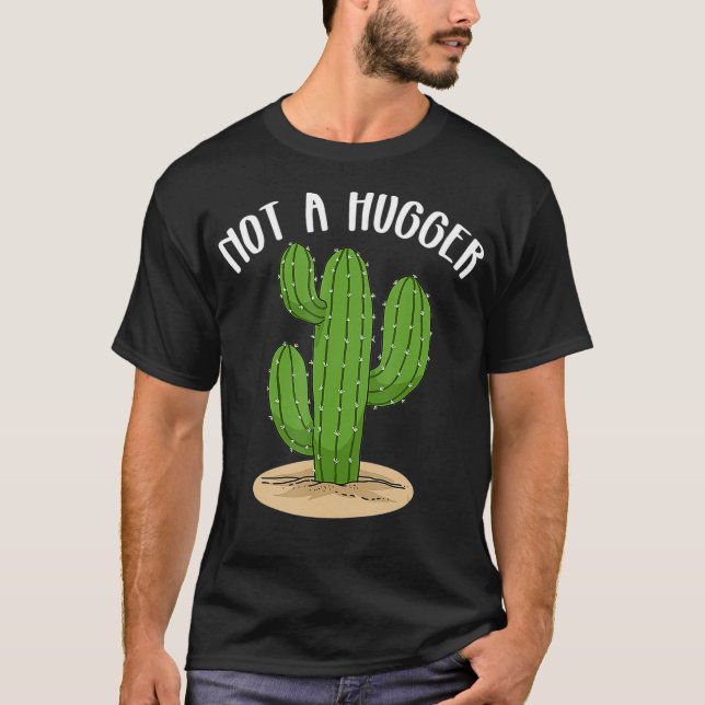 Not A Hugger Tshirt Botanical Cactus Tee Introvert (Front)