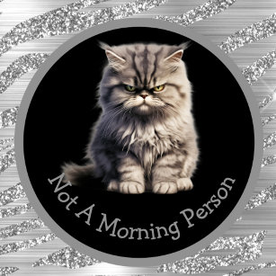 Not A Morning Person Or Your Text Silver Angry Cat Mug