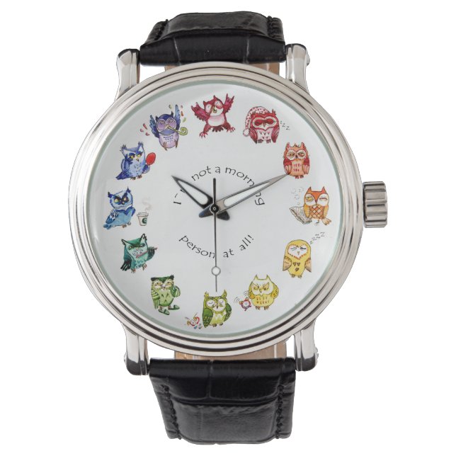 Not a morning person rainbow owls watch (Front)