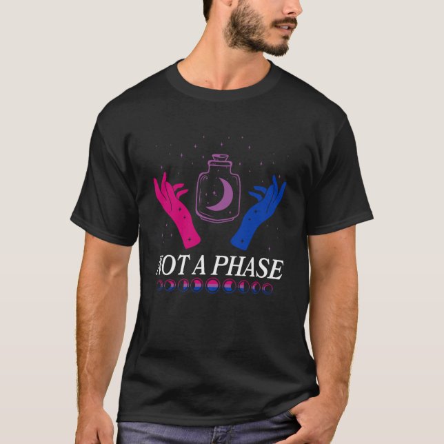 Not A Phase Bisexual Pride Moon Phases Outer Space T-Shirt (Front)