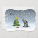 Not... a Silent Night Christmas Dogs Cartoon Card<br><div class="desc">One cute lone singing dog in the snow with a cute star studded tree and candy cane dog bone, making music. Reads "Not"... Then on back are all 17 wet-nosed cartoon dogs of Christmas singing howls for the holidays at the full moon, upon a linen layer of texture and a...</div>