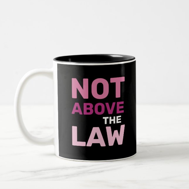 Not Above the Law President Trump Corruption  Two-Tone Coffee Mug (Left)