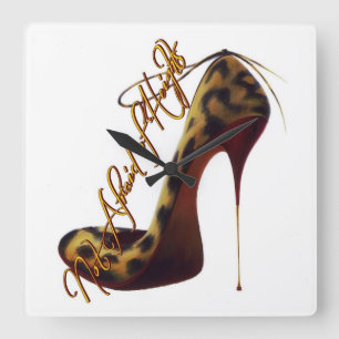 "Not Afraid of Heights" Tres Chic High Heel Design Square Wall Clock