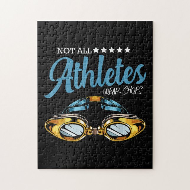 Not All Athletes Wear Shoes Funny Swimming Swimmer Jigsaw Puzzle (Vertical)