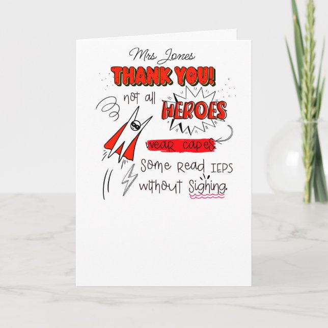 Not All Heroes Wear Capes SENCO SEN teacher Card (Front)