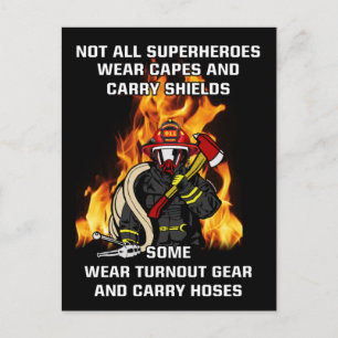 Not All Superheroes...Firefighter Postcard