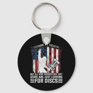 Not All Who Wander Are Lost Bigfoot American Flag Key Ring