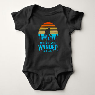 Not All Who Wander are Lost Bigfoot Retro Design Baby Bodysuit
