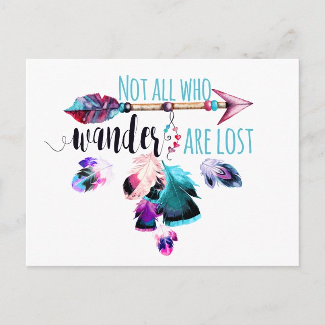 Not All Who Wander Are Lost Bohemian Wanderlust Postcard (Front)