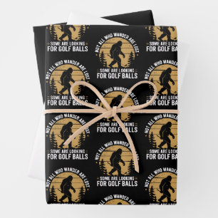 Not all Who Wander Are Lost Funny Bigfoot Golfing Wrapping Paper Sheet