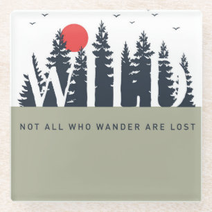 Not All Who Wander Nature Modern Colorblock Glass Coaster