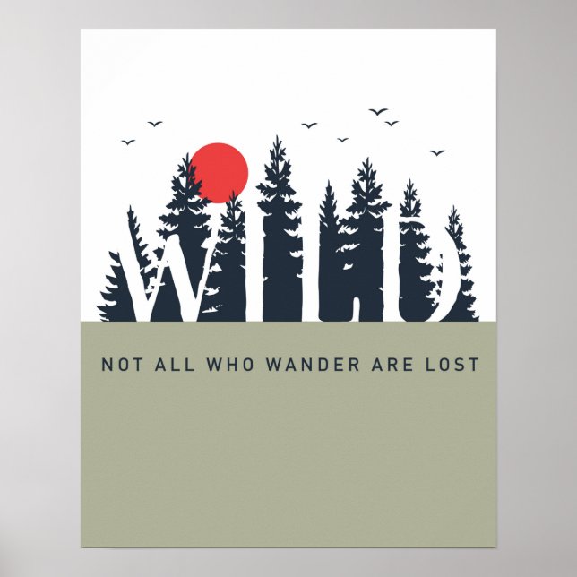 Not All Who Wander Nature Modern Colorblock Poster (Front)