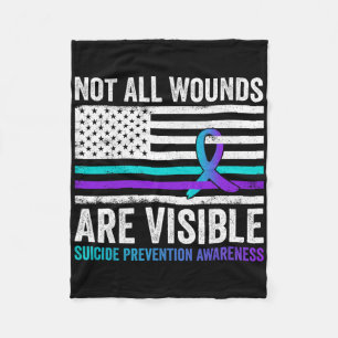 Not All Wounds Are Visible American Flag Suicide P Fleece Blanket