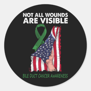Not All Wounds Are Visible Bile Duct Cancer Awaren Classic Round Sticker