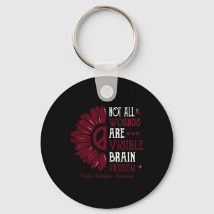 Not All Wounds Are Visible Brain Aneurysm Burgundy Key Ring