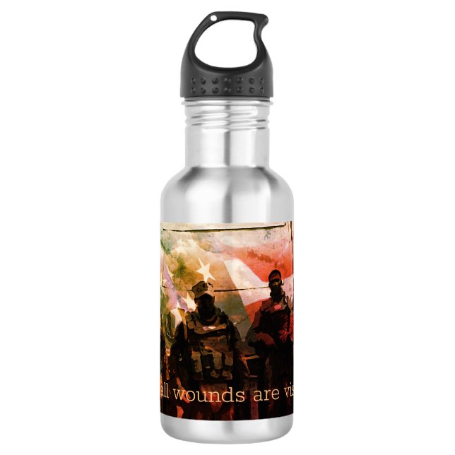 Not All Wounds are Visible PTSD Awareness Bottle (Front)