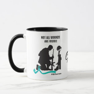 NOT ALL WOUNDS ARE VISIBLE. PTSD AWARENESS.  MUG