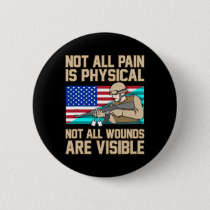 Not All Wounds Are Visible Ptsd Awareness Ribbon G 6 Cm Round Badge