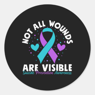 Not All Wounds Are Visible Suicide Awareness Menta Classic Round Sticker