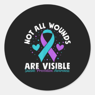 Not All Wounds Are Visible Suicide Awareness Menta Classic Round Sticker