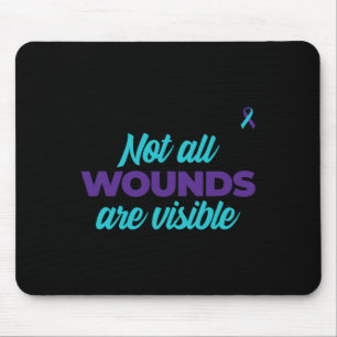 Not All Wounds Are Visible Teal And Purple Awarene Mouse Pad