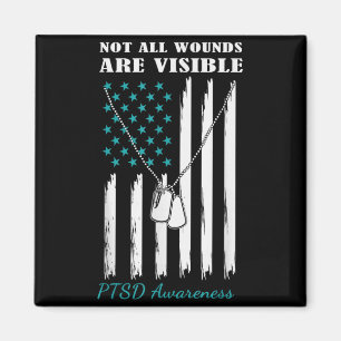Not All Wounds Are Visible Usa Flag Ptsd Awareness Magnet