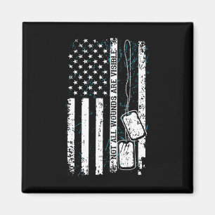 Not All Wounds Visible Military Tag Usa Flag Ptsd Magnet