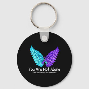 Not Alone Prevention Awareness Teal Purple Design Key Ring