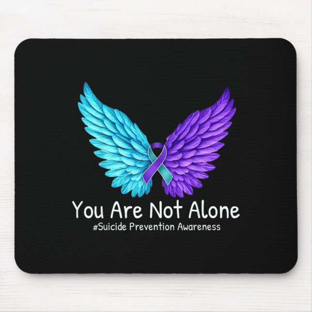 Not Alone Prevention Awareness Teal Purple Design Mouse Pad (Front)