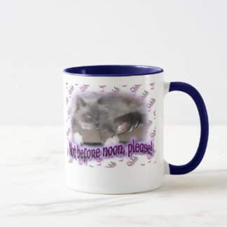 Not before noon (in purple) mug