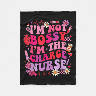 Not bossy the charge nurse retro valentine nursing fleece blanket