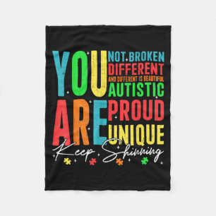 Not Broken Different Men Women Kids Autism Fleece Blanket