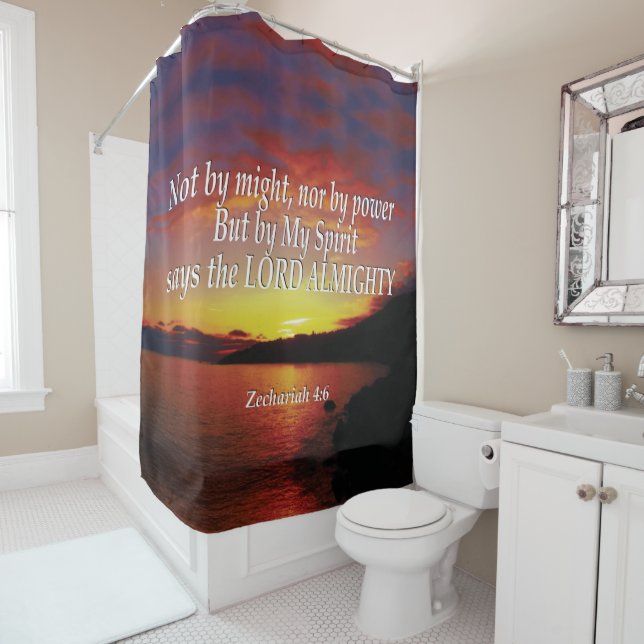 NOT BY MIGHT NOR POWER Christian  Shower Curtain (In Situ)