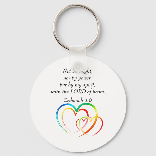 Not by Might - Zechariah 4:6  Key Ring (Front)