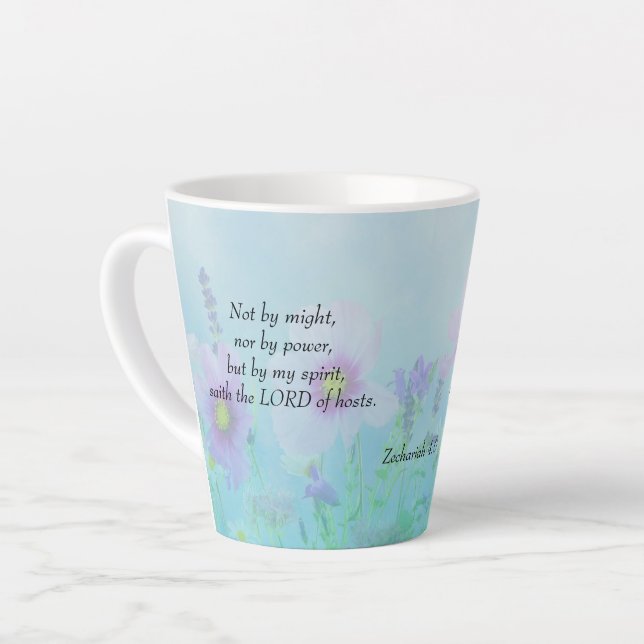 Not by Might - Zechariah 4:6   Latte Mug (Left Angle)