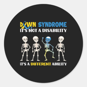 Not Disability Different Ability Skull Skull Skele Classic Round Sticker