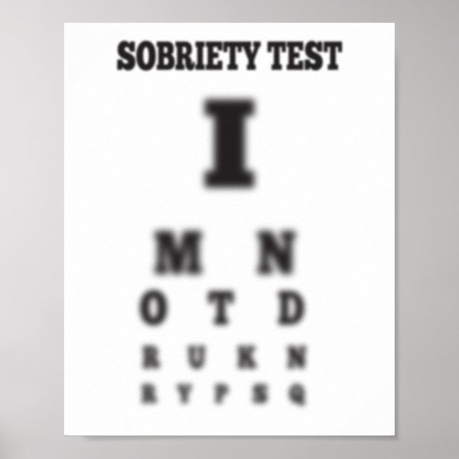 Not Drunk Blurred Sobriety Sober Test Eye Chart (Front)