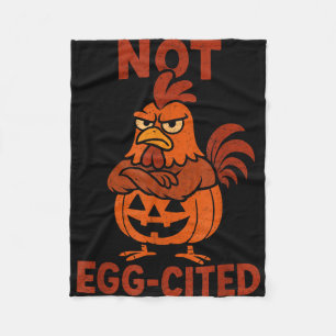 Not egg-cited grumpy rooster halloween pumpkin fleece blanket
