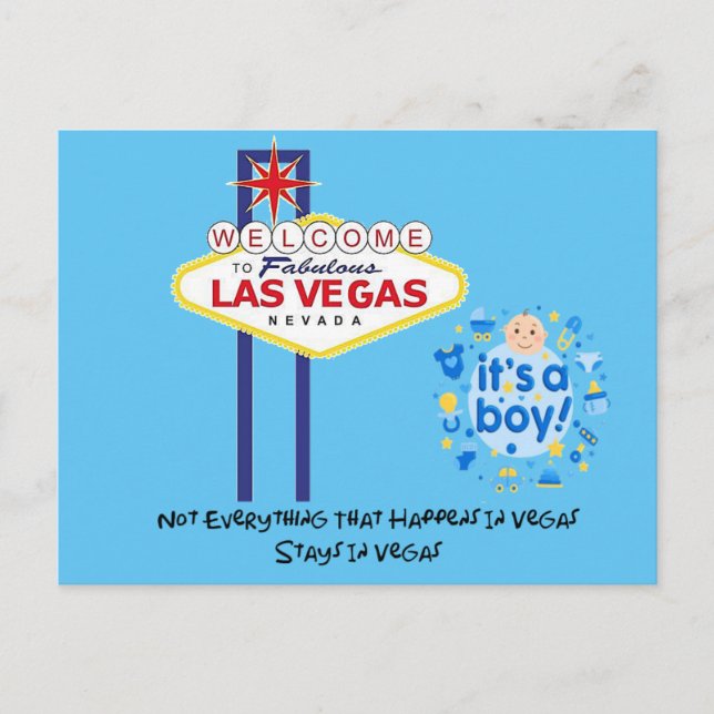 Not Everything Stays In Vegas It's A Boy Postcard (Front)