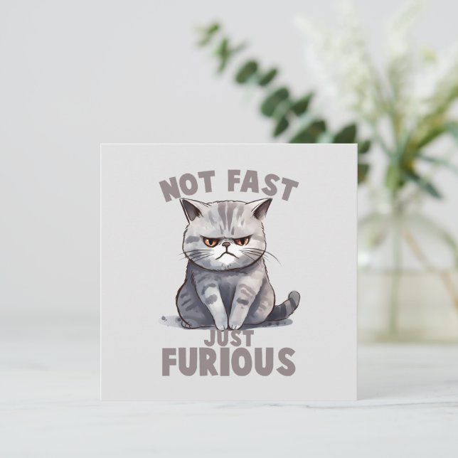 Not Fast, Just Furious – Grey Cat Humour (Standing Front)