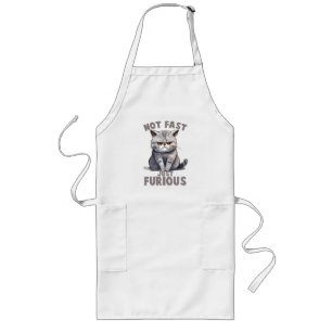 Not Fast, Just Furious – Grey Cat Humour Long Apron