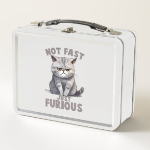 Not Fast, Just Furious – Grey Cat Humour Metal Lunch Box