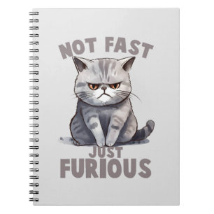 Not Fast, Just Furious – Grey Cat Humour Notebook