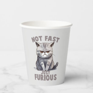 Not Fast, Just Furious – Grey Cat Humour Paper Cups