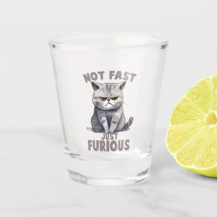 Not Fast, Just Furious – Grey Cat Humour Shot Glass