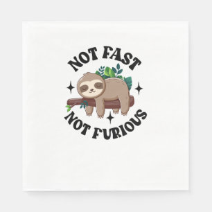 Not Fast Not Furious Funny Cute Sleepy Sloth Napkin