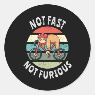 Not Fast Not Furious lazy sloth sleeping bicycle Classic Round Sticker