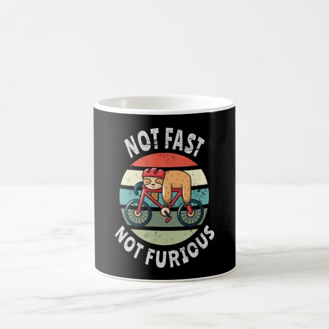 Not Fast Not Furious lazy sloth sleeping bicycle Coffee Mug (Center)