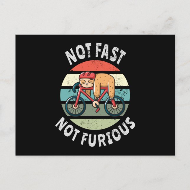 Not Fast Not Furious lazy sloth sleeping bicycle Postcard (Front)
